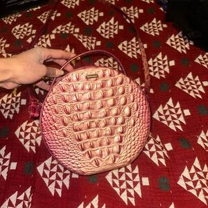 Brahmin Rose Croc-Embossed Circle Bag